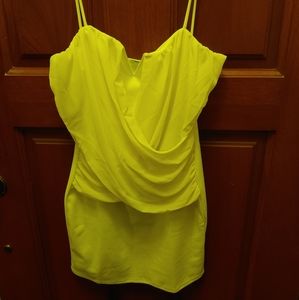 Neon yellow mini dress